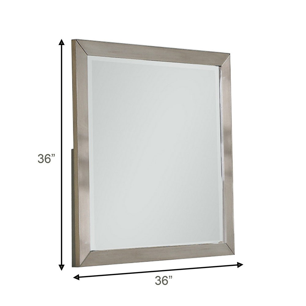 Bran 36 x 36 Modern Square Dresser Mirror, Pine Wood, Light Brown - BM284304