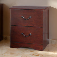 Bran 27 Inch 2 Drawer Nightstand, Pine Wood, Grain Details, Cherry Brown - BM284307