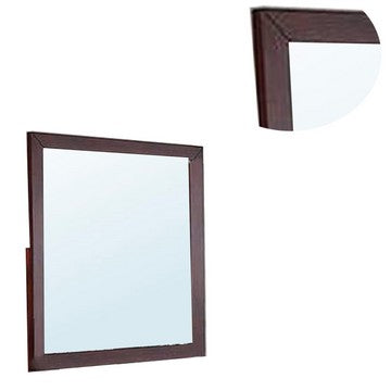 Bran 36 x 36 Square Dresser Mirror, Pine Wood, Grain Details, Cherry Brown - BM284308