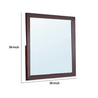 Bran 36 x 36 Square Dresser Mirror, Pine Wood, Grain Details, Cherry Brown - BM284308
