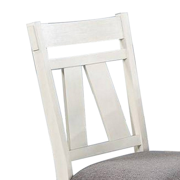 Lexi 24 Inch Classic Dining Side Chair, Padded Seat, Set of 2, Gray, White - BM284312