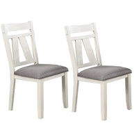 Lexi 24 Inch Classic Dining Side Chair, Padded Seat, Set of 2, Gray, White - BM284312