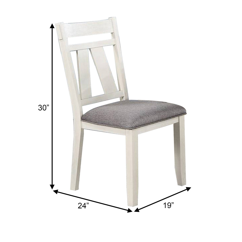 Lexi 24 Inch Classic Dining Side Chair, Padded Seat, Set of 2, Gray, White - BM284312