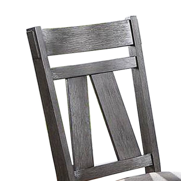 Lexi 24 Inch Dining Side Chair, Padded Seat, Set of 2, Gray, Dark Brown - BM284316