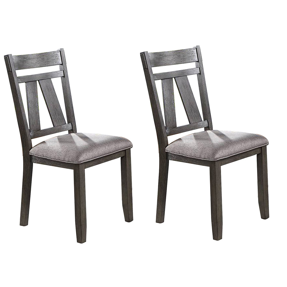 Lexi 24 Inch Dining Side Chair, Padded Seat, Set of 2, Gray, Dark Brown - BM284316