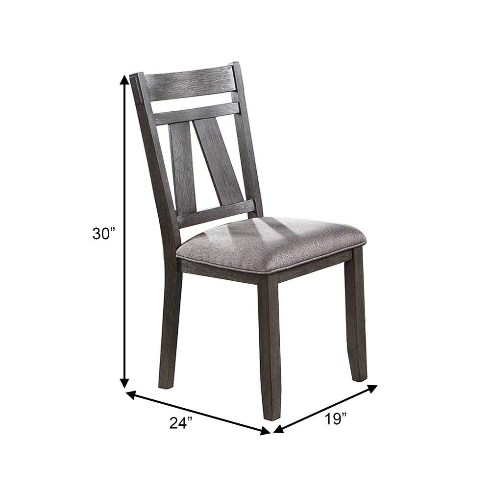 Lexi 24 Inch Dining Side Chair, Padded Seat, Set of 2, Gray, Dark Brown - BM284316