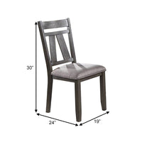 Lexi 24 Inch Dining Side Chair, Padded Seat, Set of 2, Gray, Dark Brown - BM284316