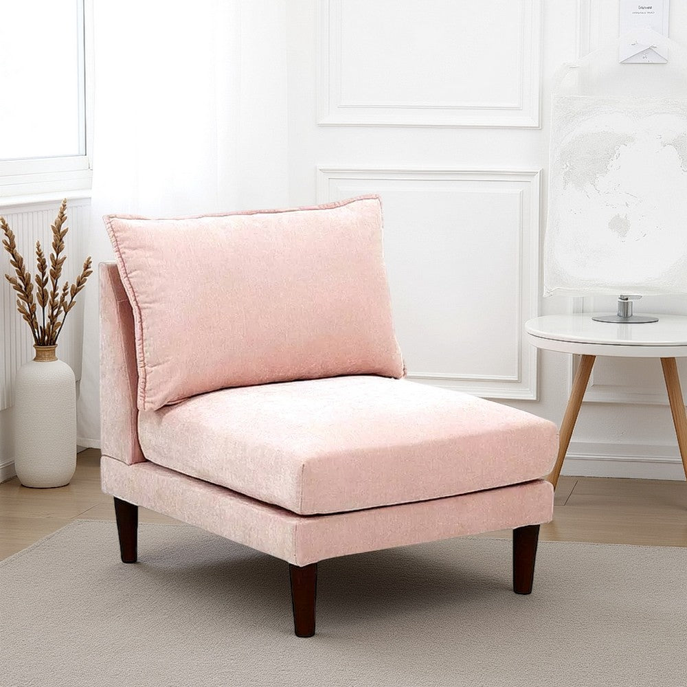 Rio 33 Inch Modular Armless Sofa Chair, Lumbar Cushion, Blush Pink - BM284323