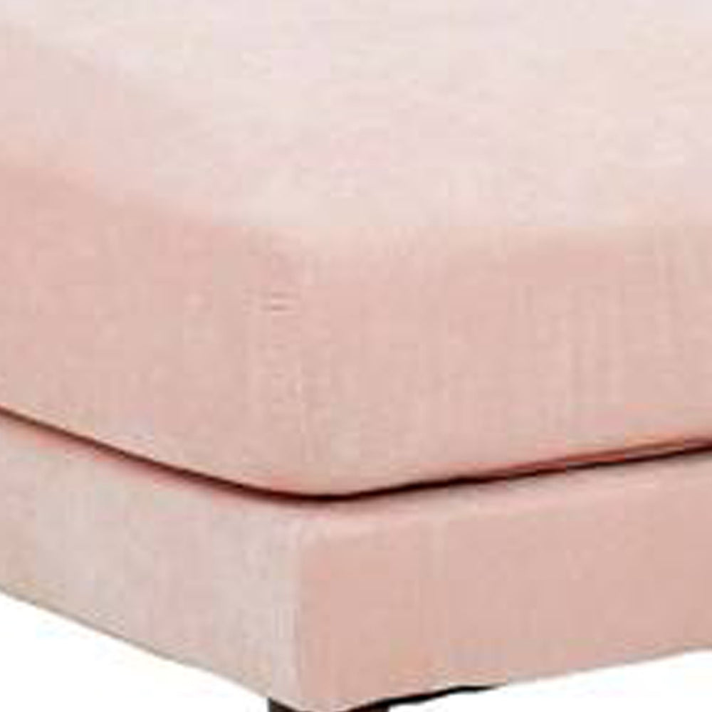 Rio 32 Inch Modular Ottoman, Box Cushion Seat, Wood Legs, Blush Pink - BM284324