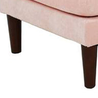 Rio 32 Inch Modular Ottoman, Box Cushion Seat, Wood Legs, Blush Pink - BM284324