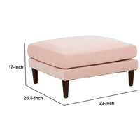 Rio 32 Inch Modular Ottoman, Box Cushion Seat, Wood Legs, Blush Pink - BM284324