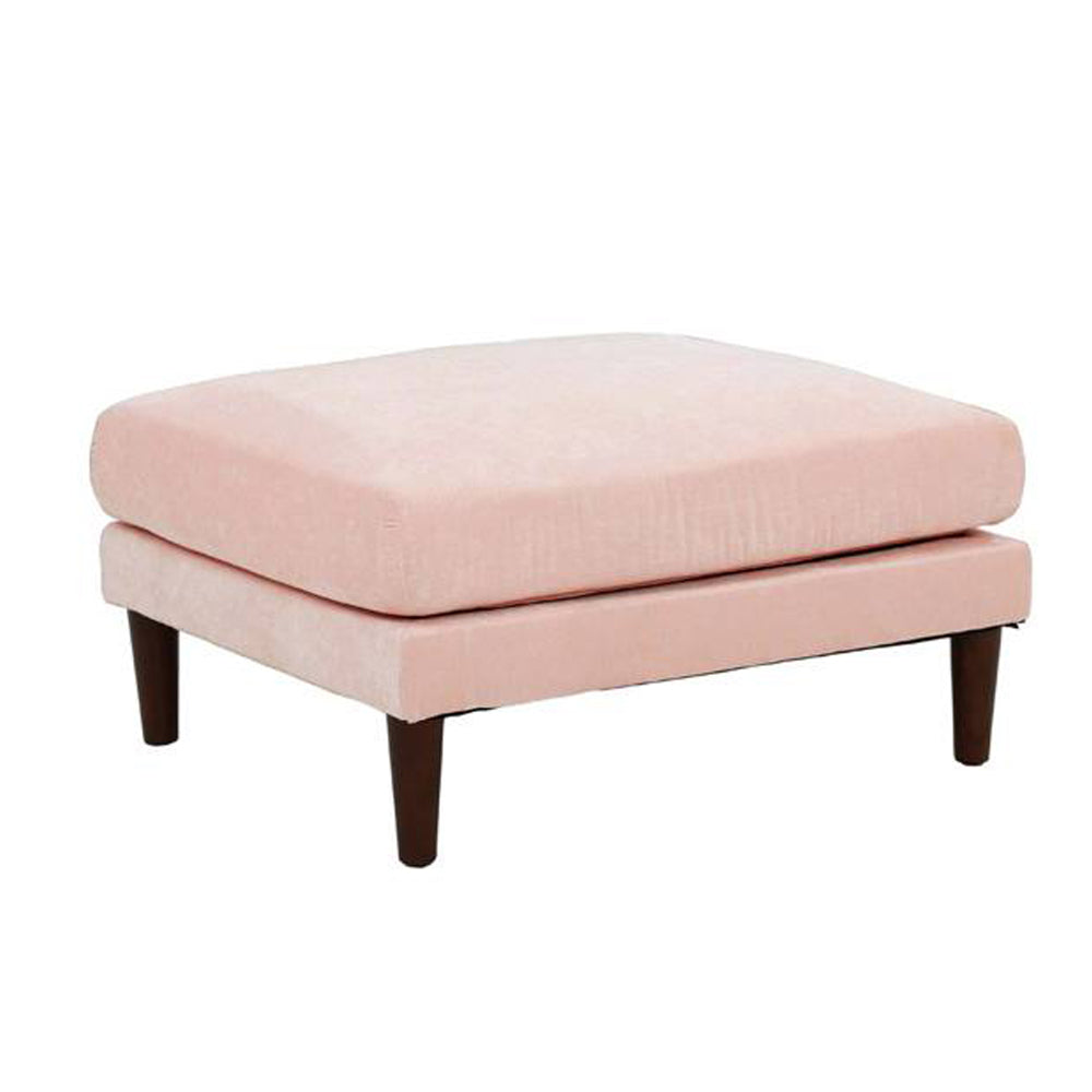 Rio 32 Inch Modular Ottoman, Box Cushion Seat, Wood Legs, Blush Pink - BM284324