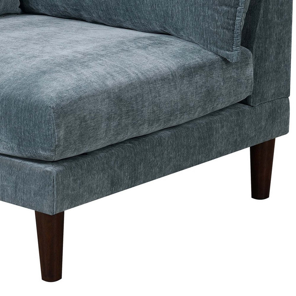 Rio 33 Inch Modular Single Arm Corner Chair, 2 Lumbar Cushions, Slate Blue - BM284325