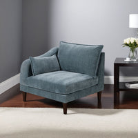 Rio 33 Inch Modular Single Arm Corner Chair, 2 Lumbar Cushions, Slate Blue - BM284325