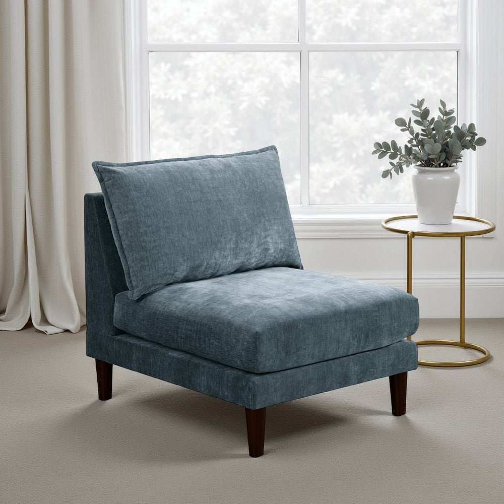 benzara Rio 33 Inch Modular Armless Sofa Chair Lumbar Cushion Slate Blue Fabric - BM284326