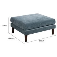 Rio 32 Inch Modular Ottoman, Box Cushion Seat, Wood Legs, Slate Blue Fabric - BM284327