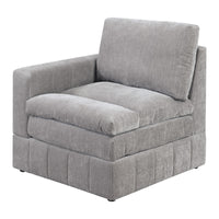 Luna 33 Inch Modular 1 Arm Corner Chair, Triple Plush Cushioned Seat, Gray - BM284328