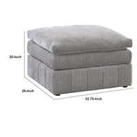 Luna 33 Inch Modular Ottoman, Three Layer Plush Cushioned Seat, Gray - BM284330