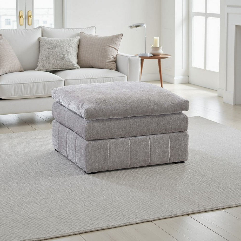 Luna 33 Inch Modular Ottoman, Three Layer Plush Cushioned Seat, Gray - BM284330