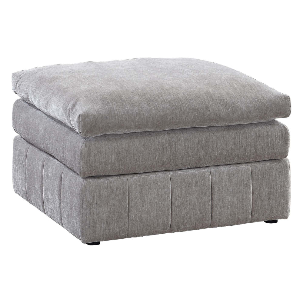 Luna 33 Inch Modular Ottoman, Three Layer Plush Cushioned Seat, Gray - BM284330