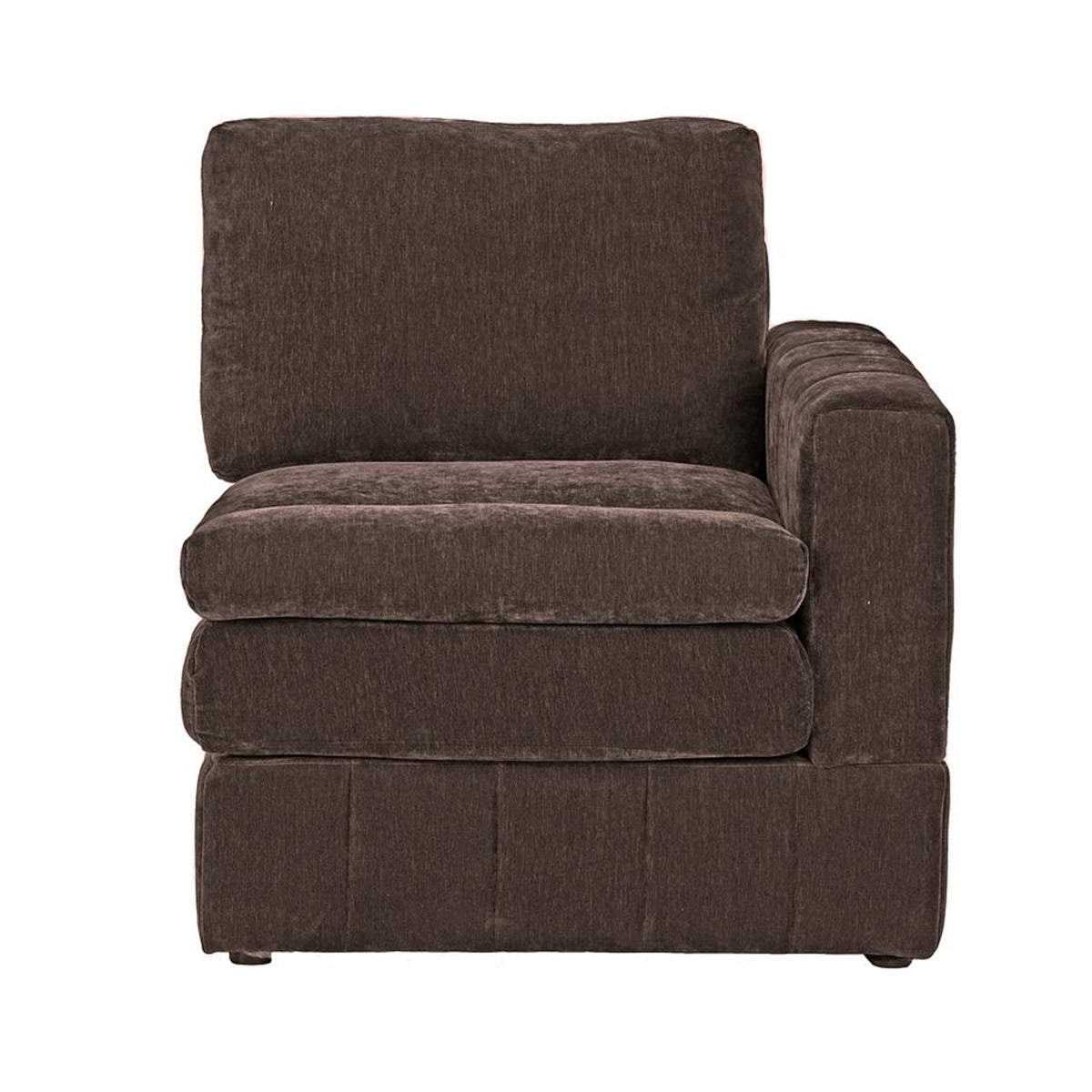 Luna 33 Inch Modular 1 Arm Corner Chair, Triple Plush Cushion Seat Brown - BM284331