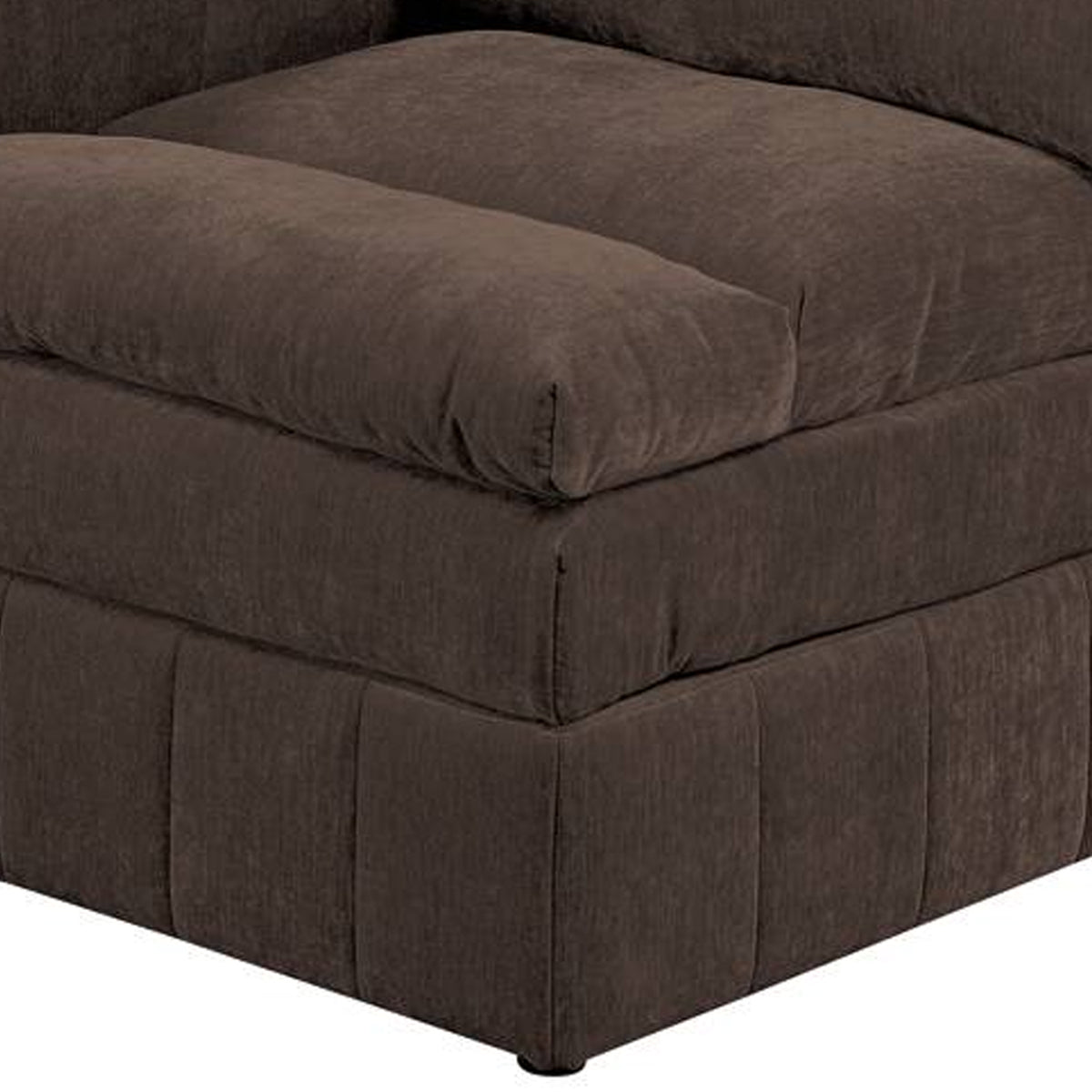 Luna 33 Inch Modular 1 Arm Corner Chair, Triple Plush Cushion Seat Brown - BM284331