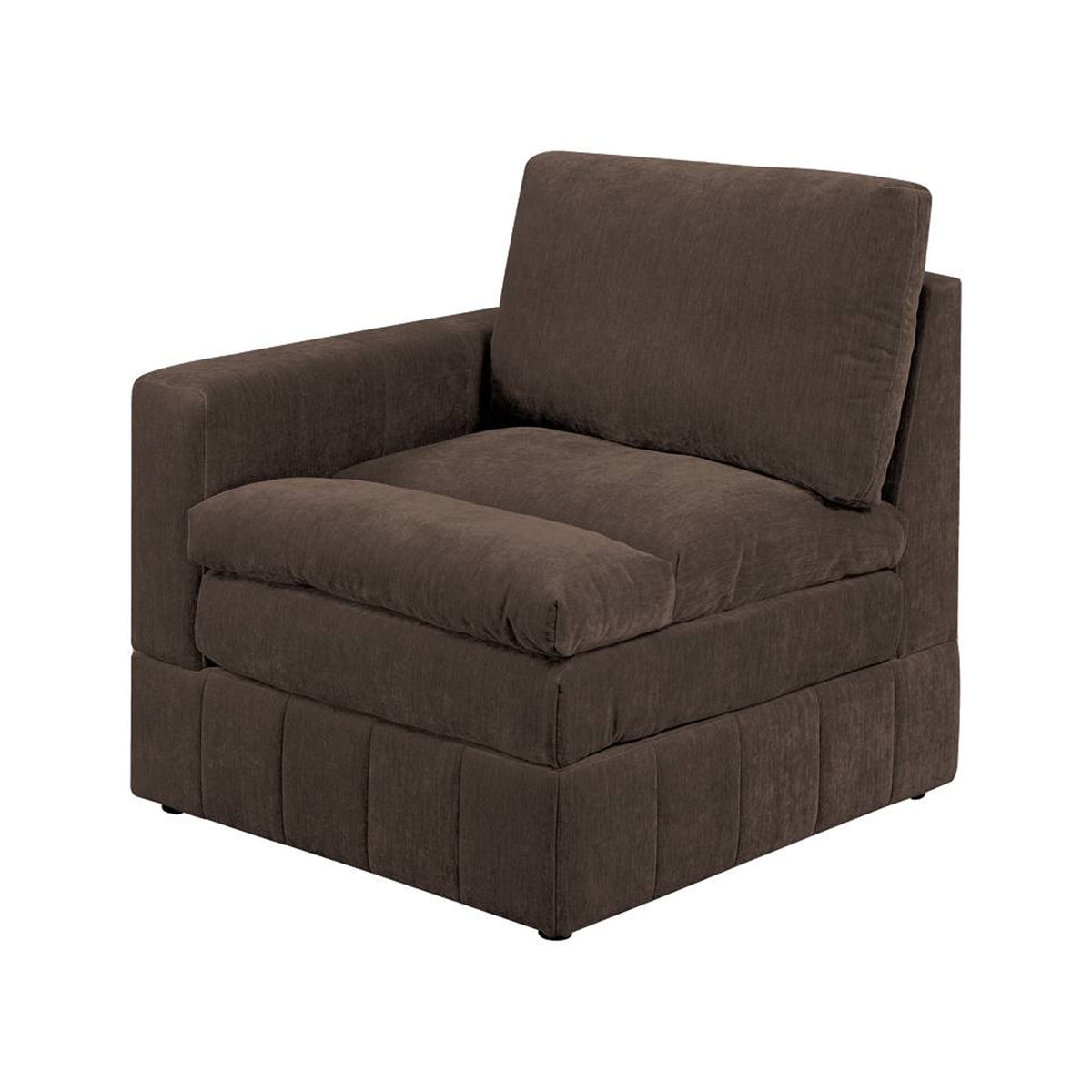 Luna 33 Inch Modular 1 Arm Corner Chair, Triple Plush Cushion Seat Brown - BM284331