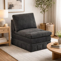 Luna 35 Inch Modular Armless Chair, 3 Layer Plush Cushion Seat, Dark Gray - BM284332