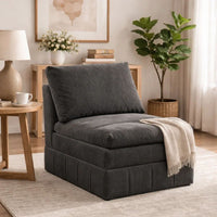 Luna 35 Inch Modular Armless Chair, 3 Layer Plush Cushion Seat, Dark Gray - BM284332
