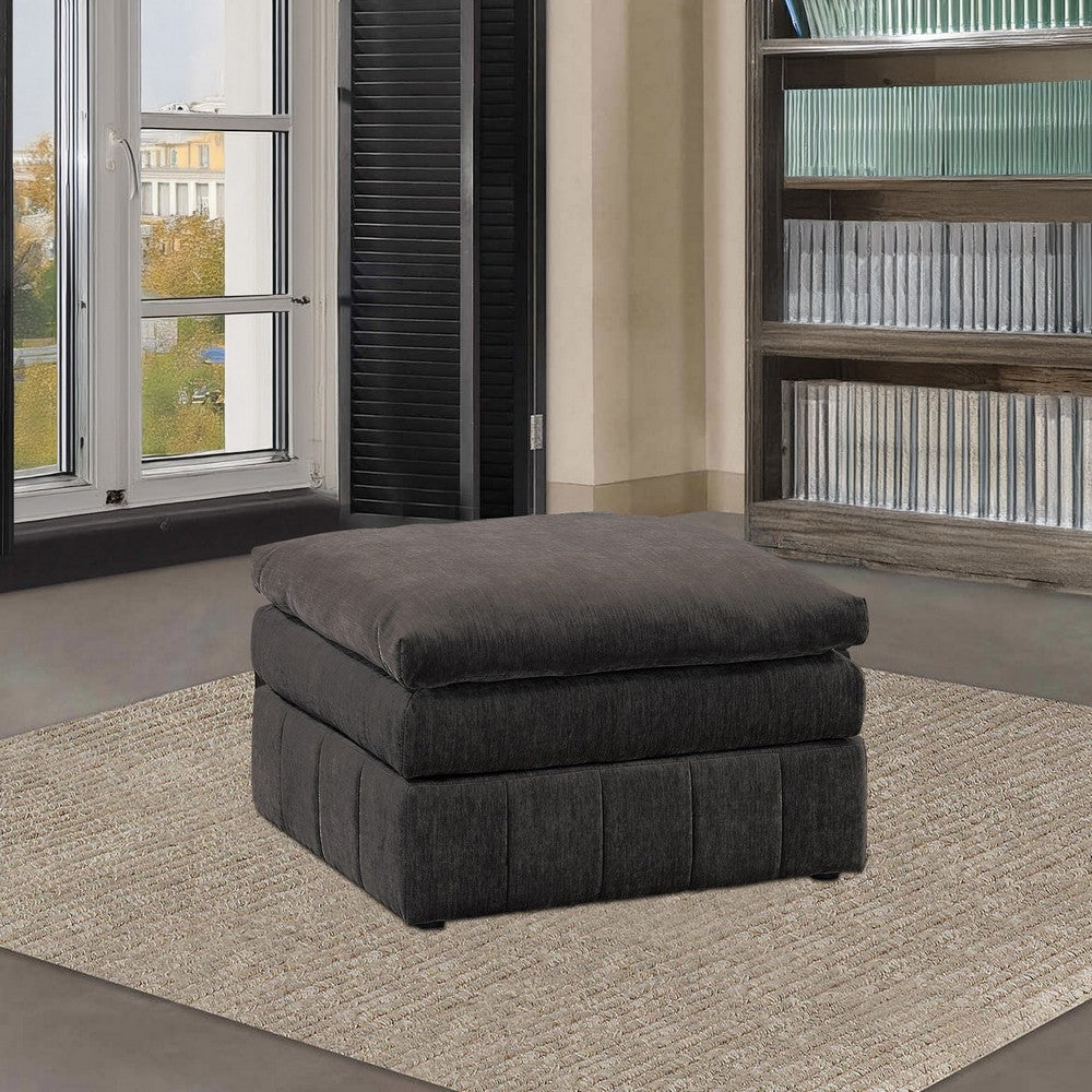 Luna 33 Inch Modular Ottoman, Three Layer Plush Cushioned Seat, Dark Gray - BM284333