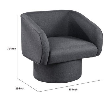Tim 30 Inch Fabric Upholstered Accent Chair, 360 Swivel Seat, Gray - BM284347