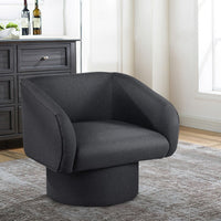 Tim 30 Inch Fabric Upholstered Accent Chair, 360 Swivel Seat, Gray - BM284347