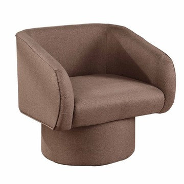 Tim 30 Inch Fabric Upholstered Accent Chair, 360 Swivel Seat, Brown - BM284348