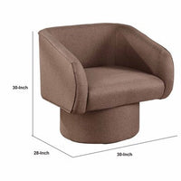 Tim 30 Inch Fabric Upholstered Accent Chair, 360 Swivel Seat, Brown - BM284348
