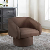 Tim 30 Inch Fabric Upholstered Accent Chair, 360 Swivel Seat, Brown - BM284348