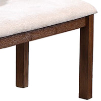 48 Inch Classic Fabric Upholstered Dining Bench, Pine Wood, Ivory and Brown - BM284352