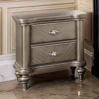 Ada 28 Inch Classic Rustic 2 Drawer Nightstand, Chevron Design, Brown - BM284353