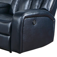 Max 5 Piece Manual Recliner Sectional Set, Vegan Faux Leather, Navy Blue - BM284362