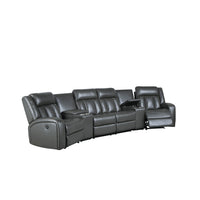 Max 5 Piece Modern Manual Recliner Sectional Set, Gray Vegan Faux Leather - BM284363