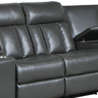 Max 5 Piece Modern Manual Recliner Sectional Set, Gray Vegan Faux Leather - BM284363