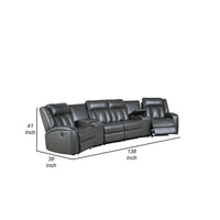 Max 5 Piece Modern Manual Recliner Sectional Set, Gray Vegan Faux Leather - BM284363