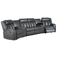 Max 5 Piece Power Recliner Sectional Sofa Set, Vegan Faux Leather, Gray - BM284365
