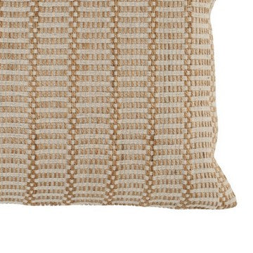 14 x 20 Lumbar Accent Throw Pillow, Basket Jute Handwoven Pattern, Beige By Casagear Home