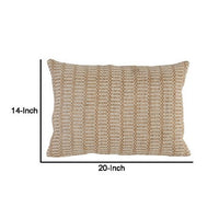 14 x 20 Lumbar Accent Throw Pillow, Basket Jute Handwoven Pattern, Beige By Casagear Home