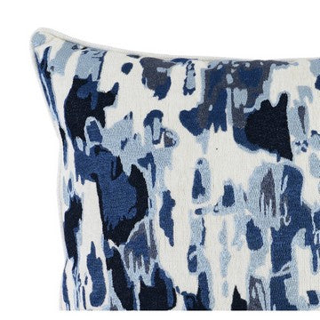 Lyla 22 Inch Square Cotton Accent Throw Pillow, Abstract Design, Blue White By Casagear Home