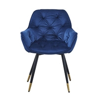 Alix 25 Inch Modern Dining Chair, Button Tufted, Set of 2, Blue, Black - BM284696