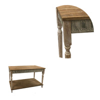 47 Inch Wood Console Table, 1 Open Shelf, Embossed Details, Weathered Brown - BM284758