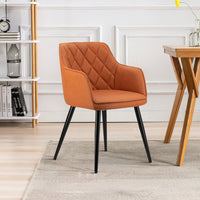 Erin 24 Inch Curved Dining Chair, Orange Fabric, Diamond Pattern Tufting - BM284772