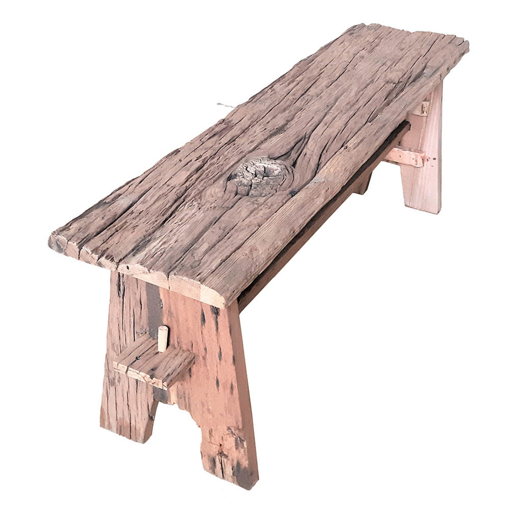 Ally 47 Inch Accent Dining Bench, Farmhouse Wood Sawhorse Base, Brown - BM284910