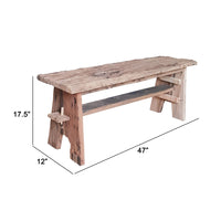 Ally 47 Inch Accent Dining Bench, Farmhouse Wood Sawhorse Base, Brown - BM284910